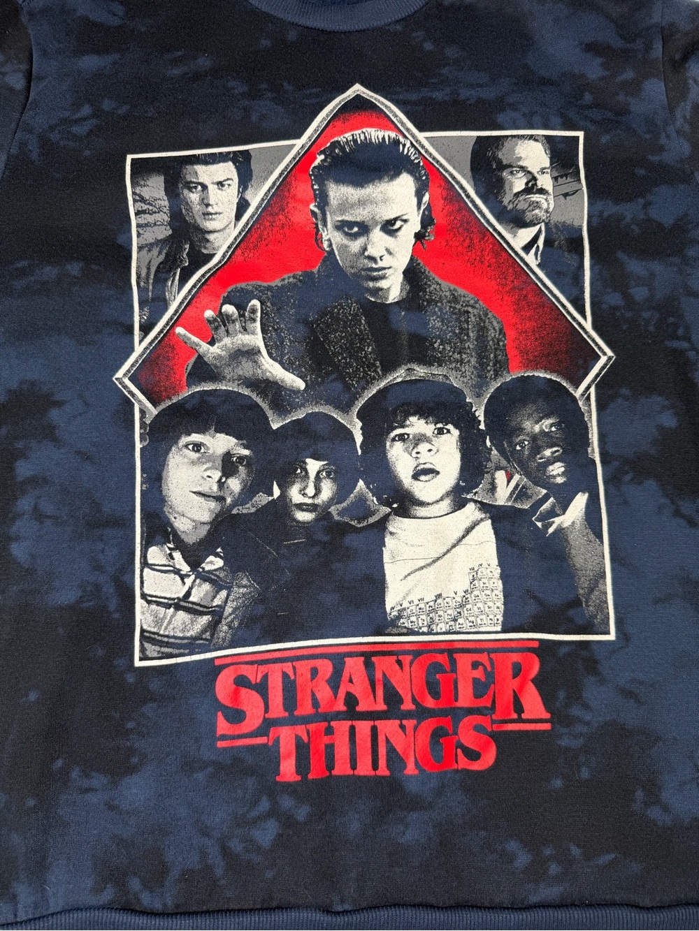Netflix Stranger Things Cast  Sweatshirt in Navy & Black Tie Dye  size M